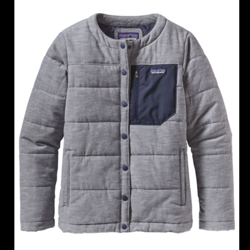 Patagonia Ladies' Quilted Jacket Gray and navy snaps medium